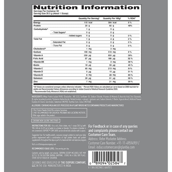 ISOPURE LOW CARB WHEY PROTEIN ISOLATE POWDER