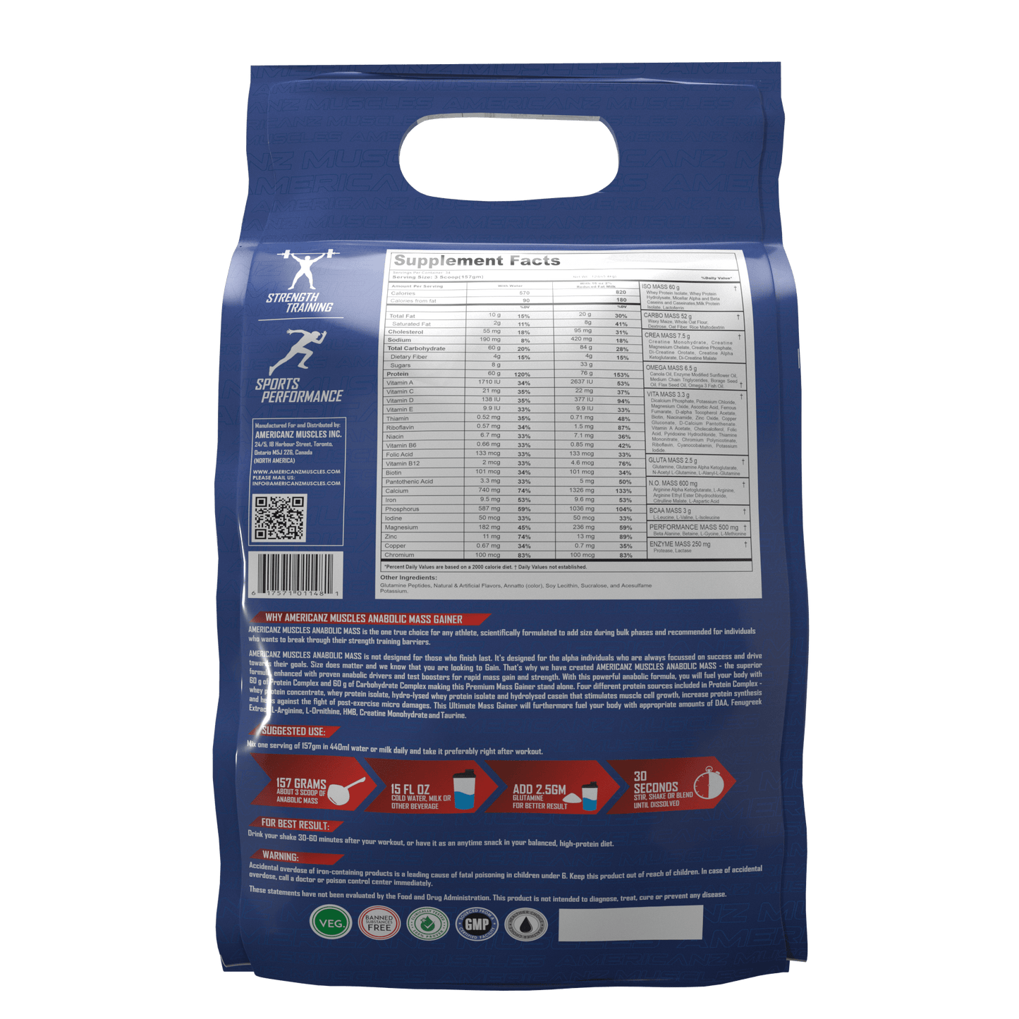 AMERICANZ MUSCLE ANABOLIC MASS GAINER