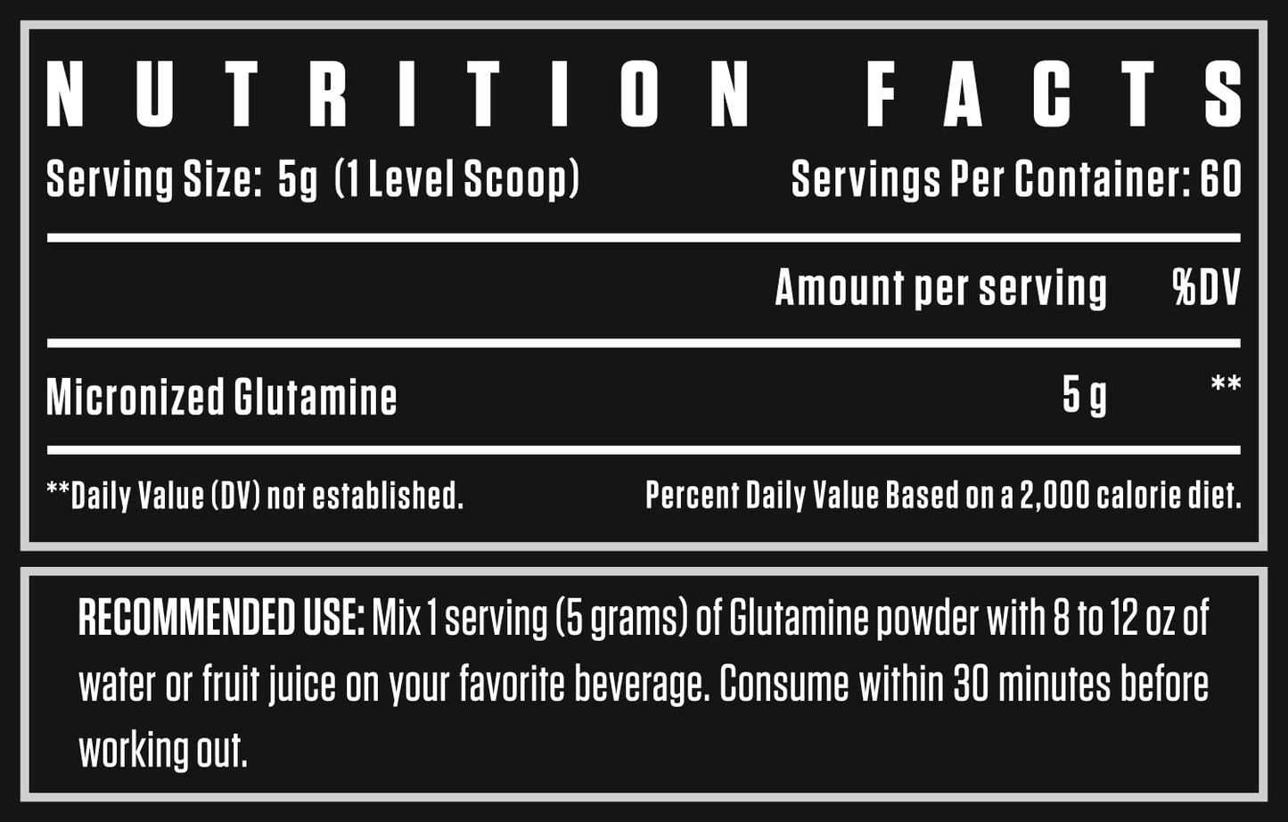 DEXTER JACKSON BLACK SERIES MICRONIZED GLUTAMINE | 60 SERVINGS